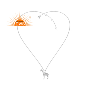 Handmade White Rhodium Plated 925 Silver <b>Giraffe</b> Shape Pendant <b>Necklace</b> Wholesale Jewelry Classic Collection - Product Image 1
