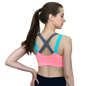 Sujetador deportivo acolchado inalámbrico con tirantes cruzados XL para mujer, Sujetador deportivo corto sin espalda con bonitos conjuntos de talla grande - Product Image 2