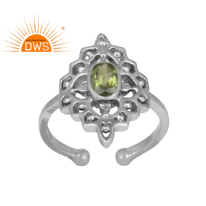 Boho Style <b>925</b> <b>Silver</b> Glossy Peridot Gemstone Women <b>Ring</b> Oxidized Jewelry Supplier Classic Collection - Product Image 1