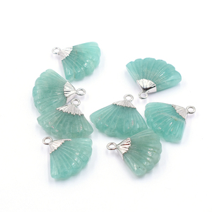 Colgante de Plata con Piedra Preciosa de Amazonita en Forma de Pluma Facetada de 19-21 mm con Argolla para Joyería - Product Image 4