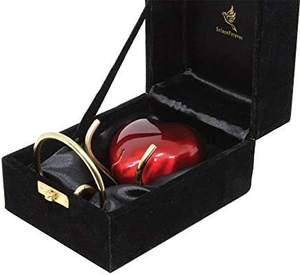 Urnes de crémation souvenir de cœur avec boîte en velours et cœur Stand By Brassworld fournitures de funérailles indiennes - Product Image 1