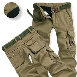 Pantalones de trabajo hechos a medida para hombre, con 6 bolsillos, color marrón, venta al por mayor