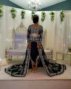 KARAKOU-vestido de caftán bordado de DABKA, cuentas de cristal, trabajo de piedra de vidrio para fiesta, azul oscuro, @ 2022 - Product Image 1