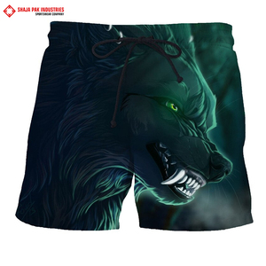 Wolf 3D Printed Black Shorts para hombres Casual Animal-Printed Fitness Pants con patrón sólido Gothic Beach Cargo Shorts - Product Image 4