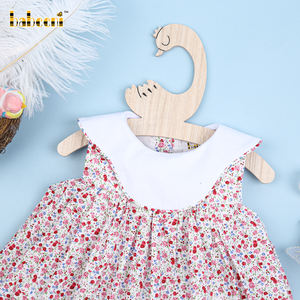 Personalizado Rosa Pequeño Floral 3D Impreso 100% Algodón A-Line Midi Vestido BB2515 OEM ODM Smocked Niños Otoño - Product Image 1