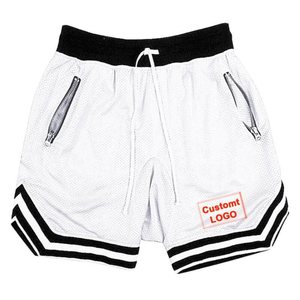 Pantalones cortos de baloncesto bordados con cremallera de malla de poliéster retro de la vieja escuela para niño con logotipo personalizado - Product Image 1