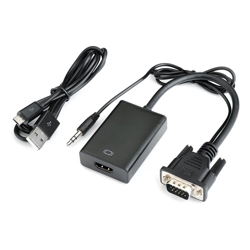 Adaptor Konverter HDMI Female Ke VGA Male dengan Kabel Audio 3.5Mm untuk Monitor Laptop TV PC