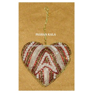 Hand Embroidery Heart Shape Christmas Hanging Ornaments - Product Image 1
