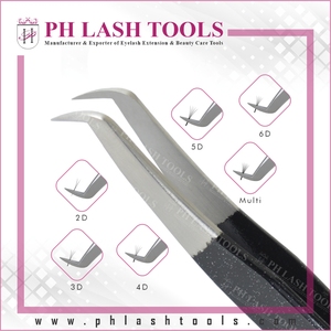 Pince à épiler professionnelle pour l'extension de cils, pince à cils enduite de couleur noire, pince à cils avec étiquette privée - Product Image 2