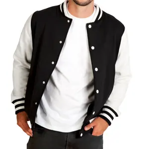 저렴한 남성 사용자 정의 면 양털 야구 재킷 레터맨 인쇄 재킷