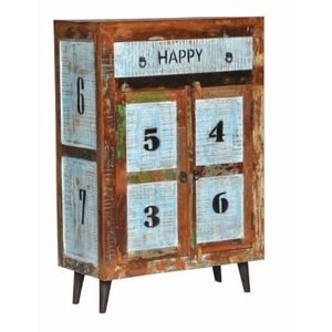 Mueble de Salón de Madera Maciza Estilo Industrial Vintage Hecho a Mano con 4 Cajones, Almacenamiento Ecológico para Casa de Campo, Villa o Apartamento - Product Image 1