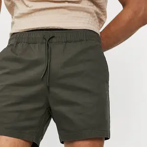 Toptan erkek şort pantolon/Beachwear erkek rahat giyim özel şortlar/sıska Chino şort elastik bel ile haki