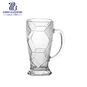 23OZ Trong Suốt Kích Thước Lớn Khắc Thiết Kế Bóng Đá Bia Glass Mug Bóng Đá Đồ Uống Cốc Thủy Tinh Với Xử Lý Bia Mug Trung Quốc Bán Buôn