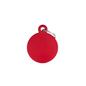 High Quality Aluminium Pet Tags - Big Round Blank ID Tag Personalized Red Colour - Animal Gadgets -