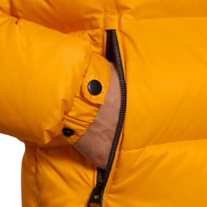 Custom Logo Men's Windproof Padded Down Coats <b>Hoodie</b> Collar Bubble Puffer Jacket Jeans Fabric Keep Warm Winter Jacket - Product Image 6