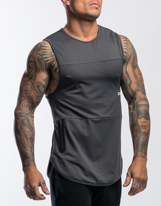 Débardeur de sport sans manches pour homme, séchage rapide, couleur unie, col rond, coupe ajustée, gilet de gym en polyester tricoté, chemise d'entraînement - Product Image 1