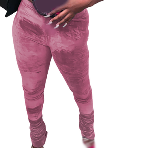 กางเกงสเวตเตอร์เอวสูงผ้ากำมะหยี่สำหรับผู้หญิงกางเกงมีเชือกผูกเอวสูงสไตล์หน้าแบนระบายอากาศได้ลำลองฤดูหนาวกางเกงสแต็คพิมพ์ลายกลาง - Product Image 2