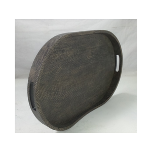 Plateau ovale en faux shagreen noir DAPHOCO 0,58x0,38x0,065 Vietnam, taille personnalisée, modèle en bois acrylique bambou 095, directement de l'usine - Product Image 4