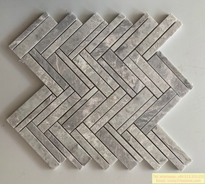 Tuile de mosaïque en marbre gris moderne CHEV de 10mm d'épaisseur pour la conception graphique de mur d'appartement intérieur Solution de conception graphique - Product Image 2