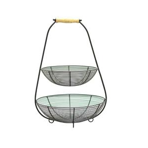 Panier de stockage de vaisselle de cuisine de conception standard dans le panier de fruits adapté aux besoins du client de taille et de forme de couleur noire de fer - Product Image 1