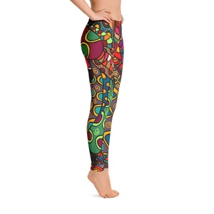 Legging de sport taille mi-haute pour femme en Spandex/Polyester, imprimé par transfert thermique, longueur 25"/28", pantalon de yoga à contrôle du ventre et effet push-up - Product Image 4