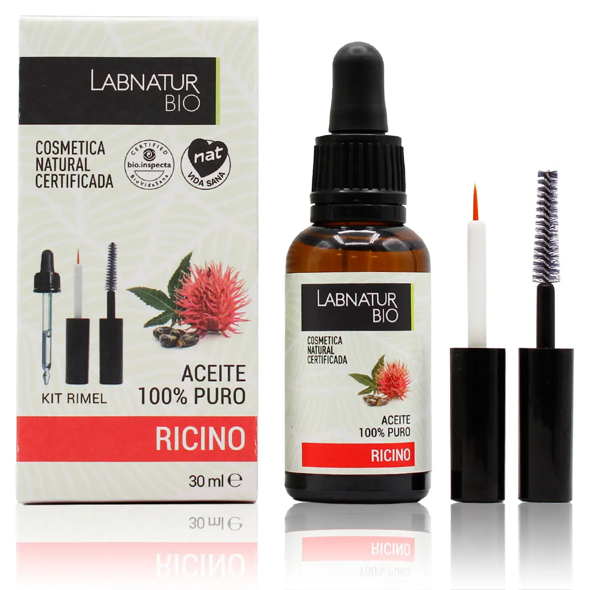 Organische Ricinusolie 100% Pure Essentiële Olie + Rimel Set 30Ml Hoge Kwaliteit Gecertificeerd Koudgeperste Olie Voor Wimper eyebrowns