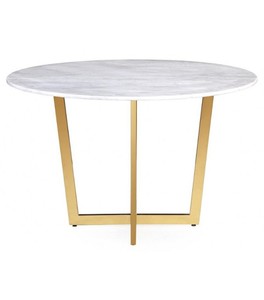 Luxury Furniture Design Natural Round White Marble Top & Golden Iron Leg Dining Table, Restaurant Table - Product Image 2