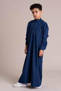 Pull-over genre dubaï pour garçons, couleur unie, col montant avec boutons, vêtements pour enfants musulmans et islamiques, moyen-orient - Product Image 3