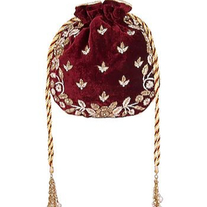 PARTY & <b>WEDDING</b> -for -POTLI BAGS FOR WITH---EMBELLISHED WITH CRYSTAL GLASS BEADS STONE PEARL , ZARDOZI WORK-2021 - Product Image 1