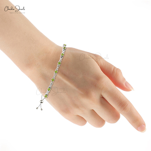 Stylish <b>Infinity</b> Design 0.7Ct Peridot Gemstone Tennis <b>Bracelet</b> 925 Sterling Silver Fashion Jewelry Drawstring <b>Bracelet</b> Wholesale - Product Image 4