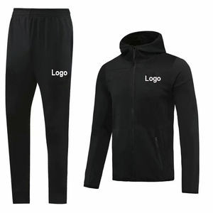 Sweat-shirt à capuche de sport pour hommes, ensemble de 2 pièces de haute qualité, sweat-shirt d'hiver, teinte unie, avec fermeture éclair, vêtements de sport, Jogging, collection 2020 - Product Image 6