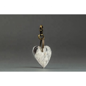 LW Handcrafted Personalized Compass Keychain Heart Shape Leather with Leopard and Cow Print <b>Key</b> <b>Ring</b> - Product Image 2