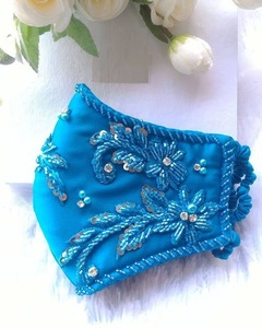 --NEW---STYLISH--ZARI---EMBROIDERY----DESIGNER--<b>FACE</b> ACCESSORIES WITH---PEARLS,CRYSTAL BEADS---EMBROIDERY-WORK---2021 - Product Image 1