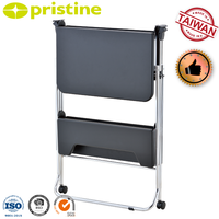 Bureau d'ordinateur mobile moderne en métal pliable avec étagère de rangement, plateau noir, mobilier de salon
