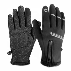 Nuevos guantes de lana de punto doble grueso para hombres otoño e invierno al aire libre dedo lana cálido grueso guantes de pantalla táctil - Product Image 5