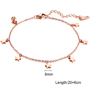 Semplice Star Femminile Cavigliere Sandali Piede Dei Monili In Oro Rosa In Acciaio Inox Caviglie Braccialetti Per Le Donne Leg Catena - Product Image 3