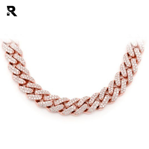 14K White and Rose Yellow Gold 24.25ctw <b>Diamond</b> Necklace 12mm Miami Cuban Style - Product Image 3