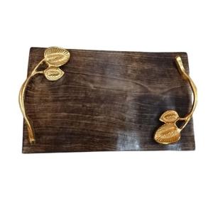 Lujoso plato de madera decorativo para servir, plato de servicio elegante hecho a mano con estilo indio, bandeja de madera para servir de tamaño personalizado - Product Image 6