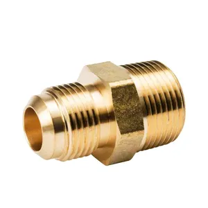 Lead Free Forged 1/2" 1/4" 3/8" 5/8" Brass Male Flare Fittings Adapter Threaded Reducing Union For Refrigeration HVAC Fittings