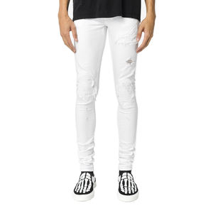 Pantalones vaqueros de motorista de carreras azules personalizados para hombre, estilo desgastado, efecto lavado de nieve, ropa deportiva transpirable, ajuste europeo Prime - Product Image 6