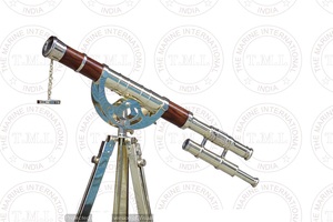 Nautical 27 ''กล้องดูหนังทองเหลือง & สีน้ำตาล, กล้องโทรทรรศน์สองขากำลังขยายสูงสำหรับการผจญภัยกลางแจ้ง - Product Image 2