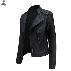 <b>Zipper</b> Stand Collar Slim Jacket Women's Clothing Fashion Leather Jacket Women Jackets - Product Image 2