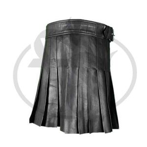 Falda de cuero estilo Kilt, de uso Regular, escocesa, negra - Product Image 1