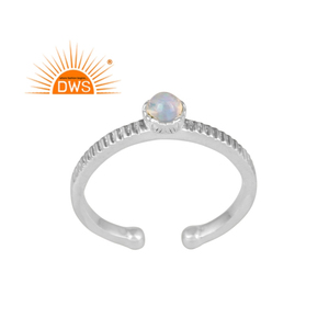 Anillo ajustable de Plata de Ley 925 con gema de ópalo, joyería Natural etíope - Product Image 1