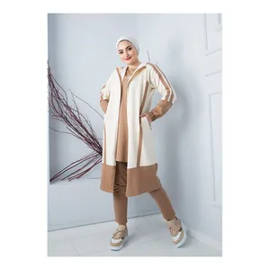 Conjunto de traje feminino com capuz, conjunto de roupas de treino femininas islâmicas, 3 peças, moda islâmica, qualidade turca