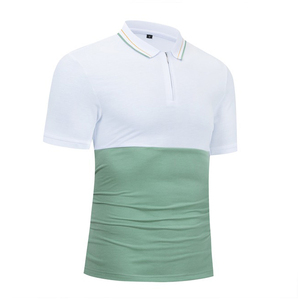 เสื้อโปโลแขนสั้นของผู้ชายเสื้อปักโลโก้เข้ารูประบายอากาศได้ดีสีทึบ - Product Image 2