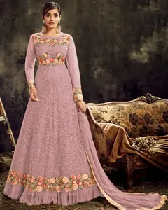 New pakistani style heavy embroidery anarkali gown with dupatta for ladies party wear and festival wear low price salwar kamee