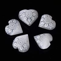 Sculpture de Sélénite en Forme de Cœur Personnalisée de Qualité Supérieure, 1,5-2 pouces, Cristal Naturel de Guérison, Écologique, Imprimée en Letterpress
