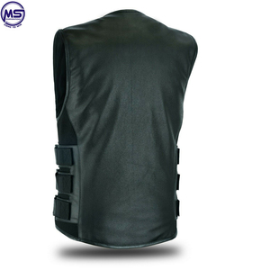 Prix réglable pour couleur verte solide et style différent avec poches à fermeture éclair pour gilet en cuir réversible pour hommes - Product Image 2