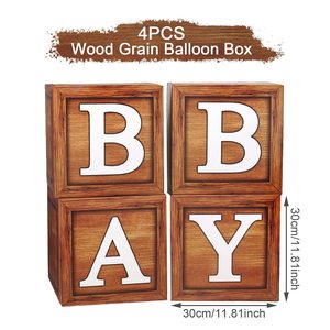 Wood Grain Brow Baby Shower Box for Birthday Party 1st Birthday Party Decor Kids Tedy Bear Baby Shower Boy Girl Gender Reveal
